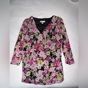 Coldwater Creek Pink & Green Floral top, Lg